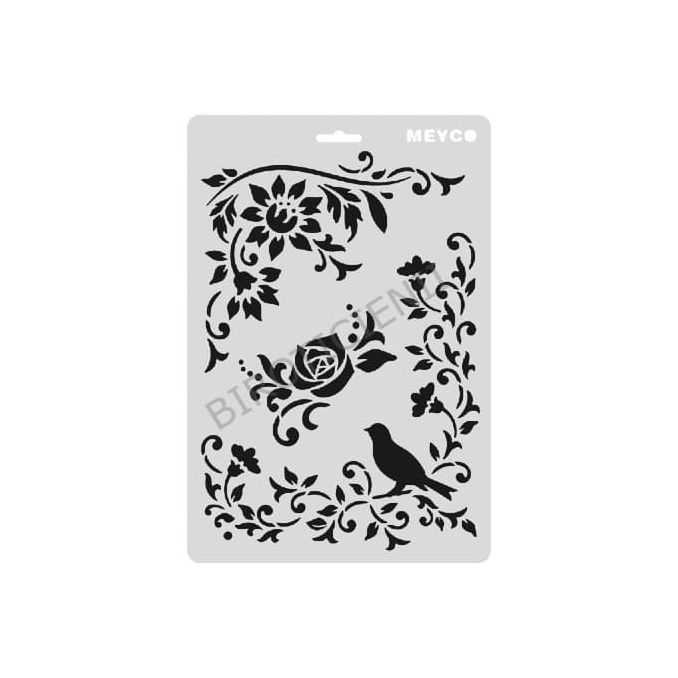 Accesorii creatie, sablon flori si pasare, A4 (31x21cm), plastic, Meyco Accesorii creatie, sablon flori si pasare, A4 (31x21cm), plastic, Meyco