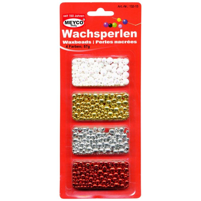 Accesorii creatie, margele perle, Ø 3-4-6-8mm, 1200 buc/set, plastic, diferite culori, Meyco
