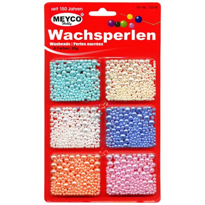 Accesorii creatie, margele perle, Ø 3-4-6-8mm, 1500 buc/set, plastic, diferite culori, Meyco
