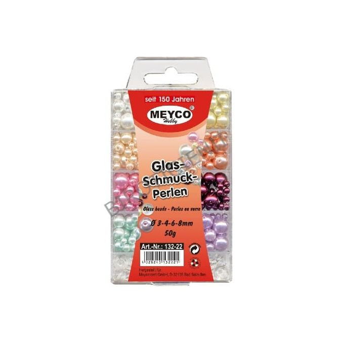 Accesorii creatie, margele perle, Ø 3-4-6-8mm, 50g, plastic, diferite culori, Meyco Accesorii creatie, margele perle, Ø 3-4-6-8mm, 50g, plastic, diferite culori, Meyco
