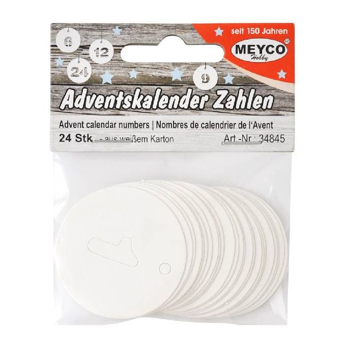 Accesorii creatie/decoratiuni Craciun, Advent Calendar 1-24, Ø 40mm, 24 buc/set, carton, Meyco Accesorii creatie/decoratiuni Craciun, Advent Calendar 1-24, Ø 40mm, 24 buc/set, carton, Meyco