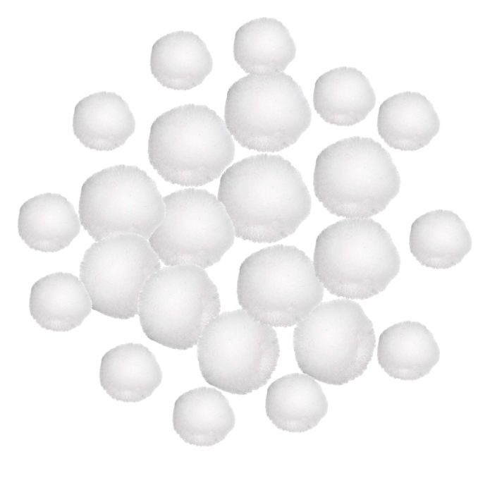Pom Pom, dimensiuni diferite, 24 buc/set, alb, Dp Craft Pom Pom, dimensiuni diferite, 24 buc/set, alb, Dp Craft