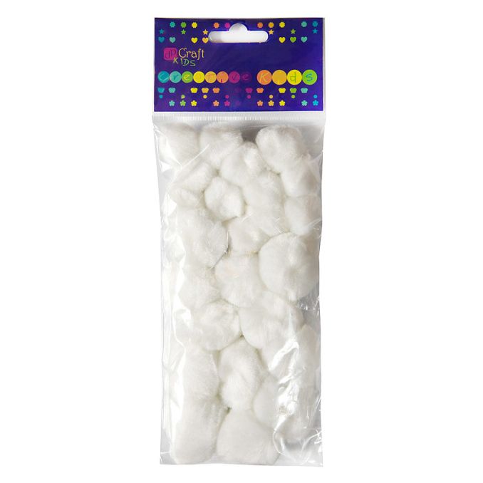 Pom Pom, dimensiuni diferite, 24 buc/set, alb, Dp Craft