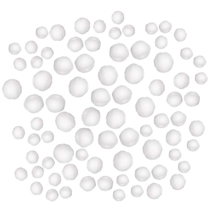 Pom Pom cu sclipici/simpli, dimensiuni diferite, 85 buc/set, alb, Dp Craft Pom Pom cu sclipici/simpli, dimensiuni diferite, 85 buc/set, alb, Dp Craft