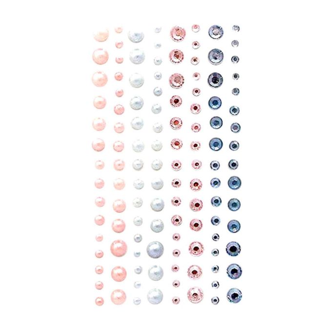 Strasuri/pietre si perle adezive, Ø 3/4/5/6mm, 120 buc/set, sweet pink&blue, Dp Craft