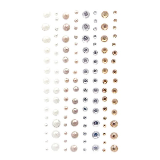 Strasuri/pietre si perle adezive, Ø 3/4/5/6mm, 120 buc/set, nature tones, Dp Craft