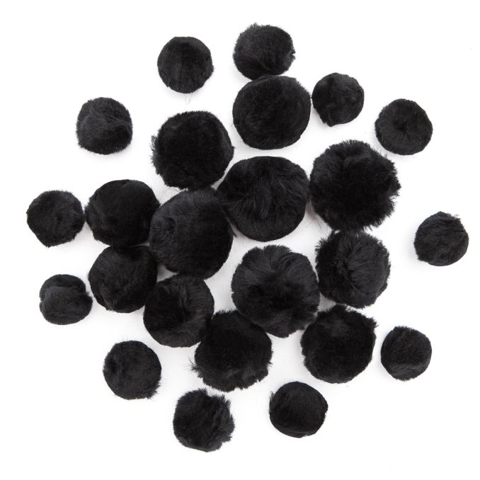 Pom Pom, dimensiuni diferite, 24 buc/set, negru, Dp Craft Pom Pom, dimensiuni diferite, 24 buc/set, negru, Dp Craft
