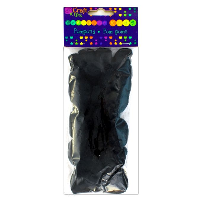 Pom Pom, dimensiuni diferite, 24 buc/set, negru, Dp Craft