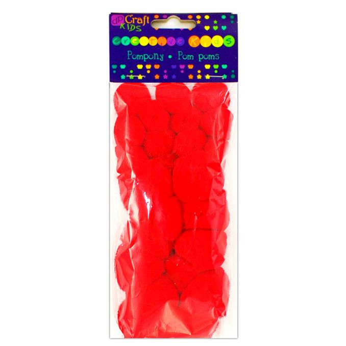 Pom Pom, dimensiuni diferite, 24 buc/set, rosu, Dp Craft