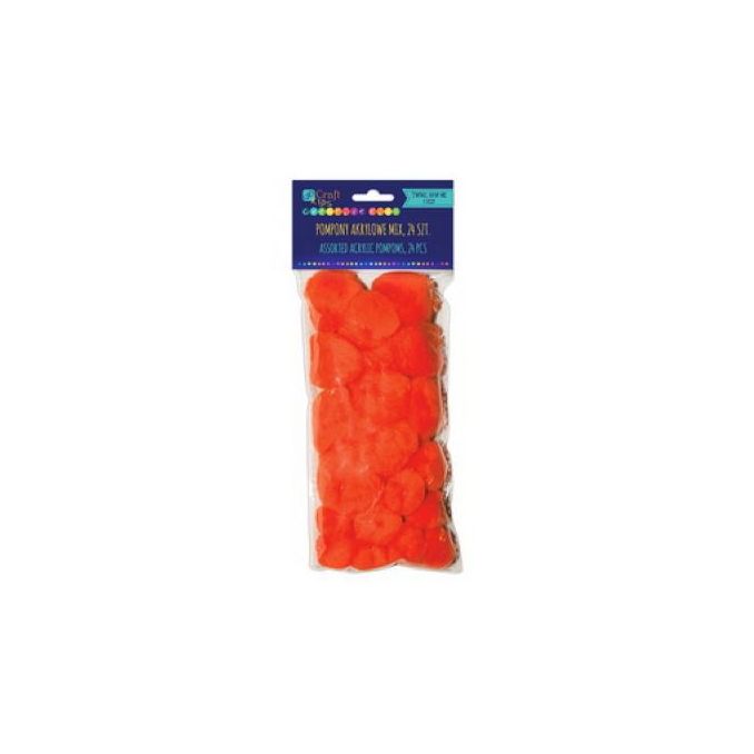 Pom Pom, dimensiuni diferite, 24 buc/set, portocaliu, Dp Craft Pom Pom, dimensiuni diferite, 24 buc/set, portocaliu, Dp Craft