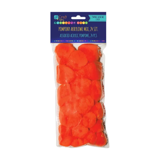 Pom Pom, dimensiuni diferite, 24 buc/set, portocaliu, Dp Craft