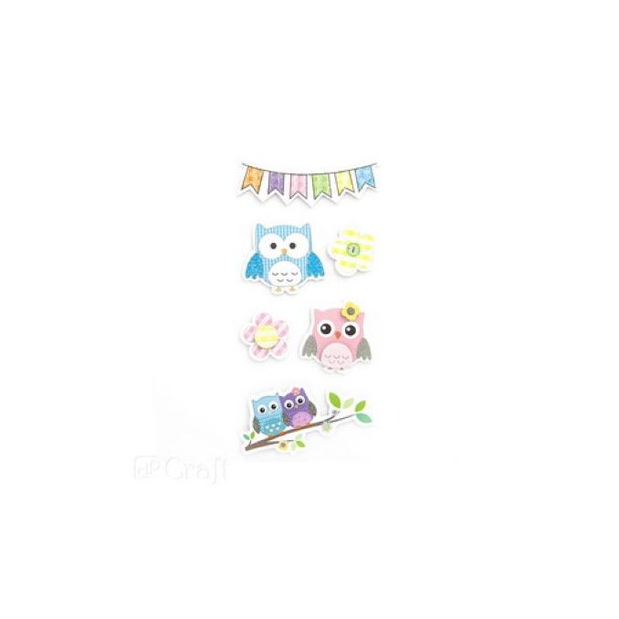 Stickere/abtibilduri 3D cu sclipici, bufnite, 6 buc/set, Dp Craft Stickere/abtibilduri 3D cu sclipici, bufnite, 6 buc/set, Dp Craft