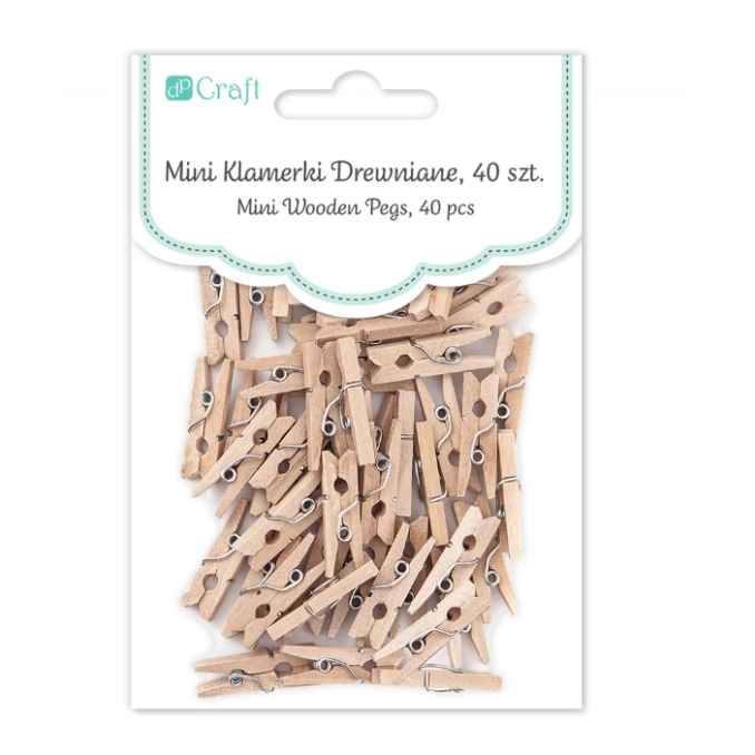 Mini carlige din lemn, 2.5cm, 40 buc/set, Dp Craft