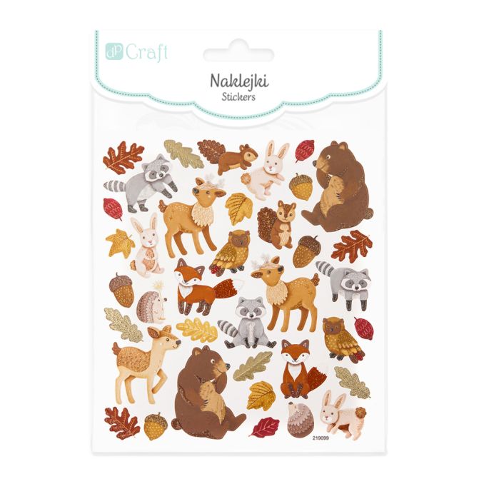 Stickere/abtibilduri cu sclipici, animale din padure, 38 buc/set, Dp Craft Stickere/abtibilduri cu sclipici, animale din padure, 38 buc/set, Dp Craft