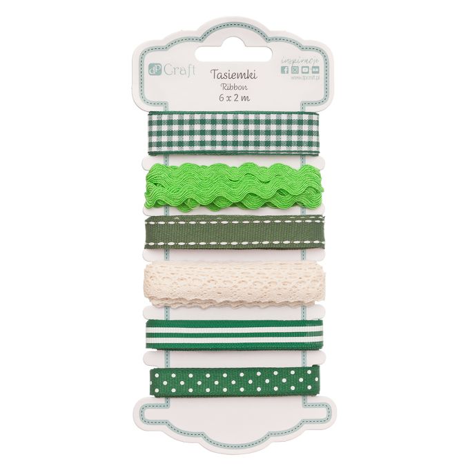 Panglica decorativa, 6 modele x 2m/set, evergreen, Dp Craft Panglica decorativa, 6 modele x 2m/set, evergreen, Dp Craft