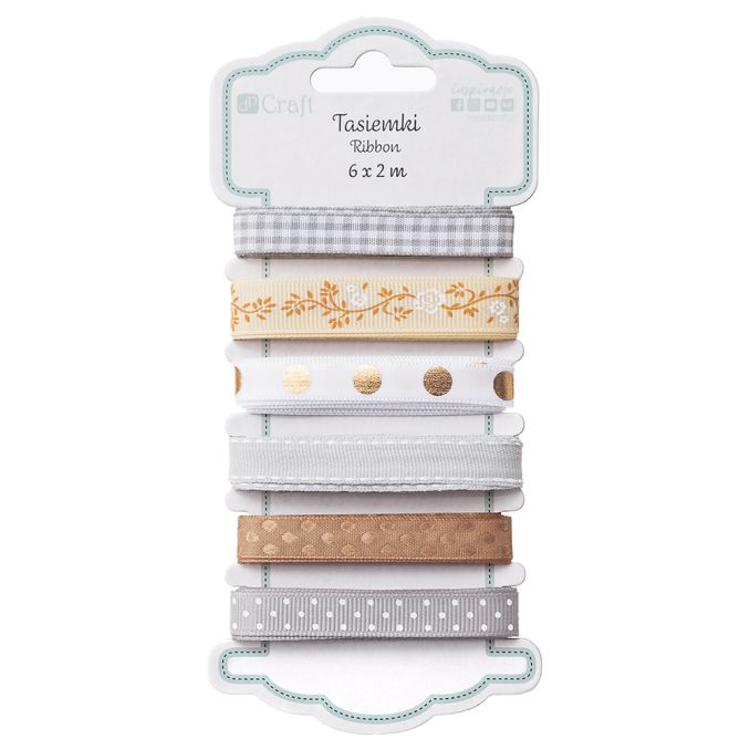 Panglica decorativa, 6 modele x 2m/set, neutrals, Dp Craft Panglica decorativa, 6 modele x 2m/set, neutrals, Dp Craft