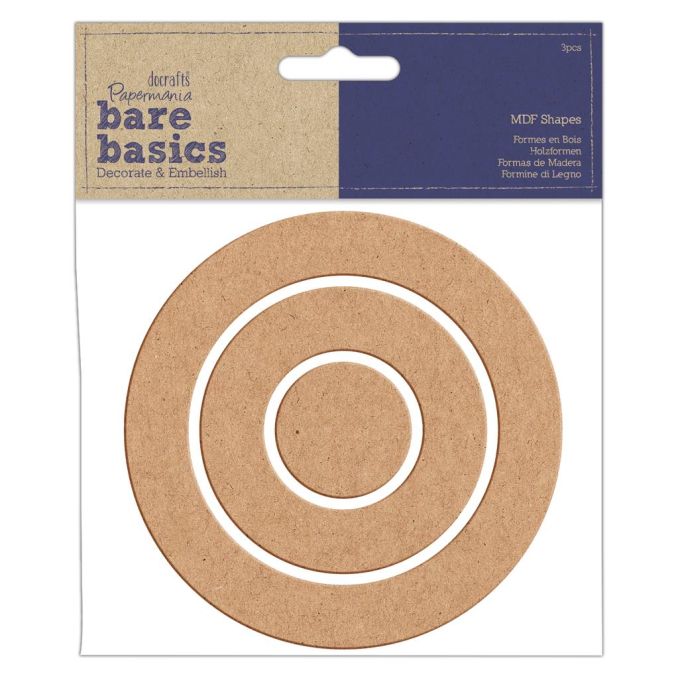 Forme decorative din MDF - cercuri, 3 buc/set, maro, Bare Basics Papermania Forme decorative din MDF - cercuri, 3 buc/set, maro, Bare Basics Papermania