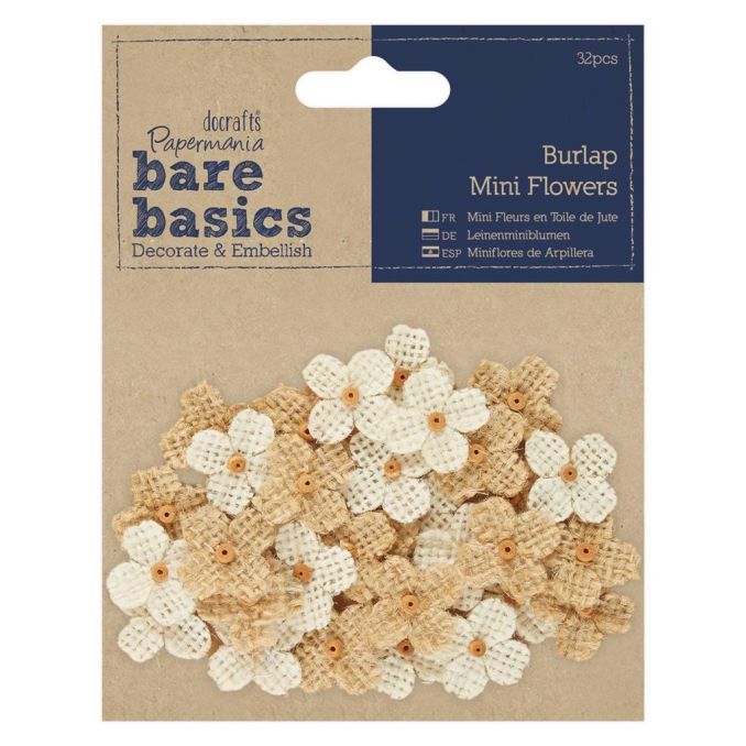 Floricele din panza, 2cm, 32 buc/set, maro/crem, Bare Basics Papermania Floricele din panza, 2cm, 32 buc/set, maro/crem, Bare Basics Papermania