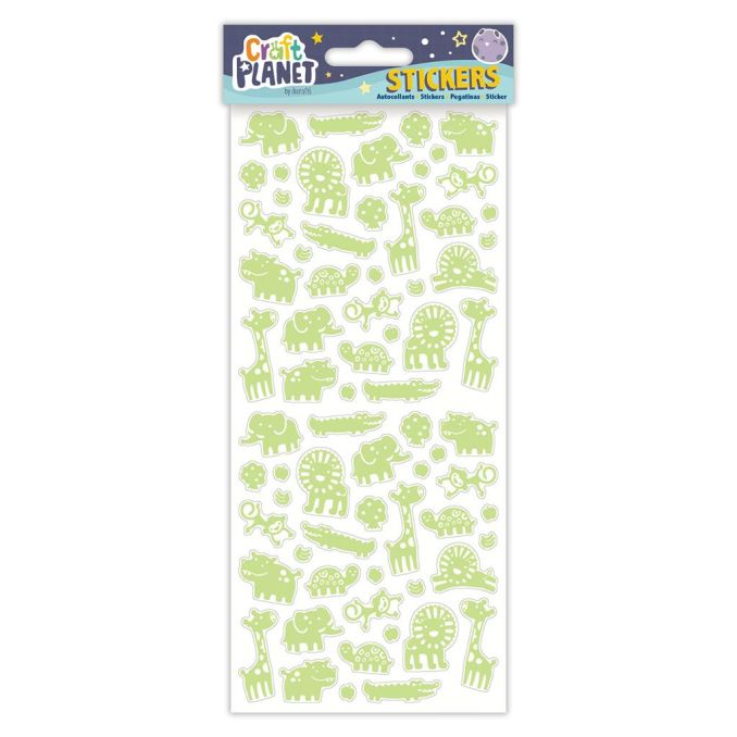 Stickere/abtibilduri fosforescente, safari, Craft Planet Stickere/abtibilduri fosforescente, safari, Craft Planet