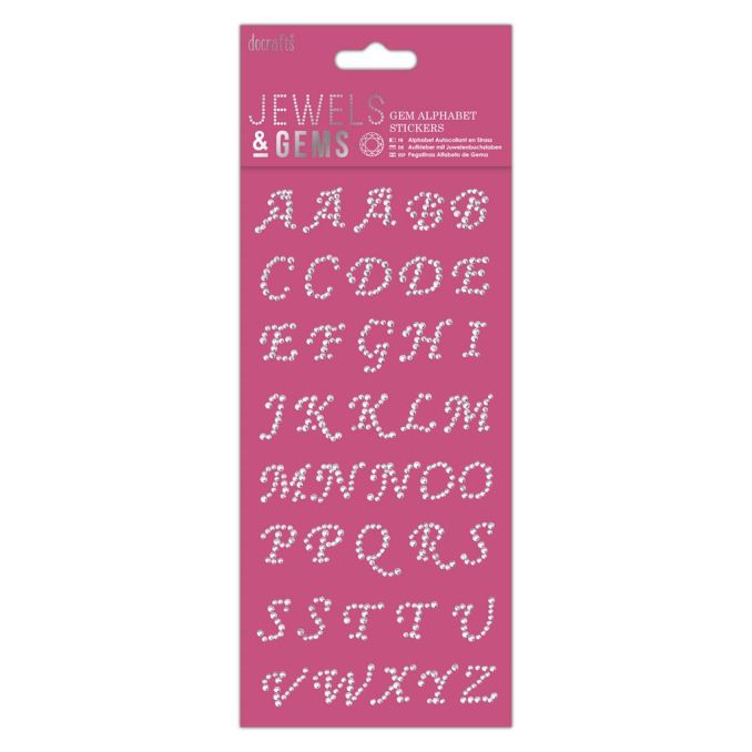 Stickere/abtibilduri, litere italice din perle, 40 litere/sticker, Jewels&Gems Stickere/abtibilduri, litere italice din perle, 40 litere/sticker, Jewels&Gems
