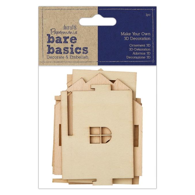 Forme decorative din lemn 3D - casa, 70cm(l)x8.5cm(A)x8cm(H), natur, Bare Basics Papermania Forme decorative din lemn 3D - casa, 70cm(l)x8.5cm(A)x8cm(H), natur, Bare Basics Papermania