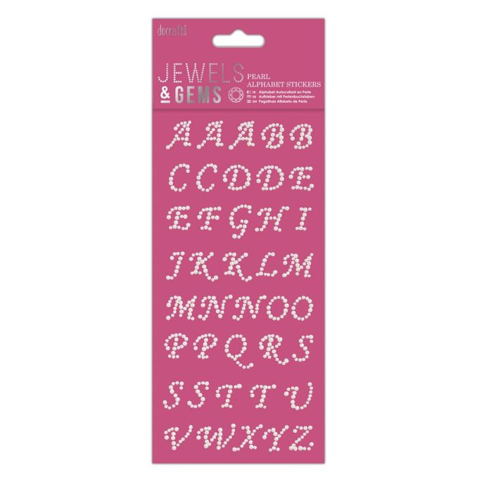 Stickere/abtibilduri, litere italice din perle, 40 litere/sticker, Jewels&Gems Stickere/abtibilduri, litere italice din perle, 40 litere/sticker, Jewels&Gems