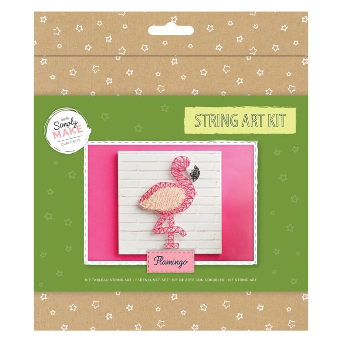 Set creativ string art/tablouri din cuie si ata, flamingo, Simply Make