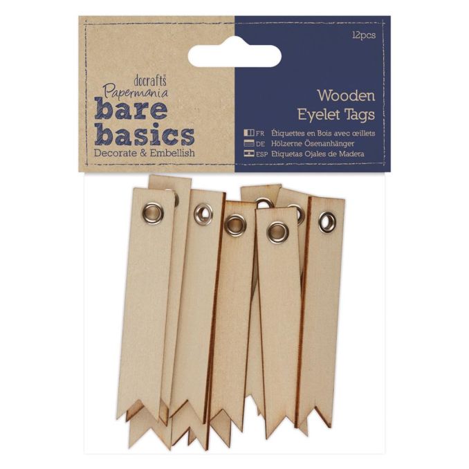 Forme decorative din lemn - etichete, (H) 6.5cm, 12 buc/set, natur, Bare Basics Papermania Forme decorative din lemn - etichete, (H) 6.5cm, 12 buc/set, natur, Bare Basics Papermania