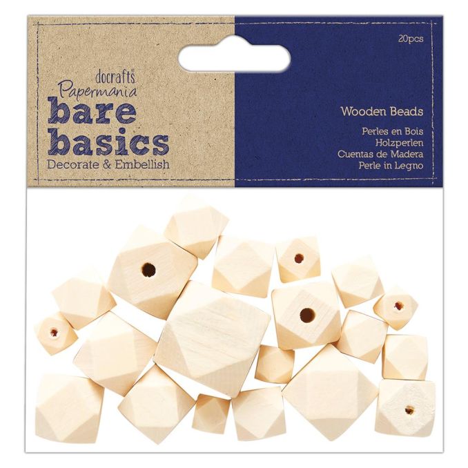 Margele octagonale din lemn, dimensiuni diferite, 20 buc/set, natur, Bare Basics Papermania Margele octagonale din lemn, dimensiuni diferite, 20 buc/set, natur, Bare Basics Papermania