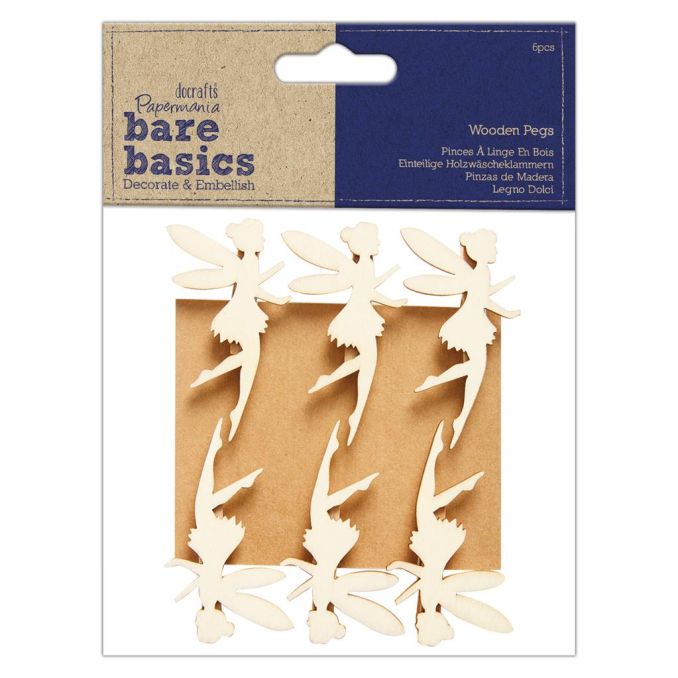 Carlige decorative din lemn, zane, 6 buc/set, natur, Bare Basics Papermania Carlige decorative din lemn, zane, 6 buc/set, natur, Bare Basics Papermania