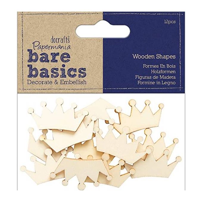 Forme decorative din lemn - coroane, 12 buc/set, natur, Bare Basics Papermania Forme decorative din lemn - coroane, 12 buc/set, natur, Bare Basics Papermania