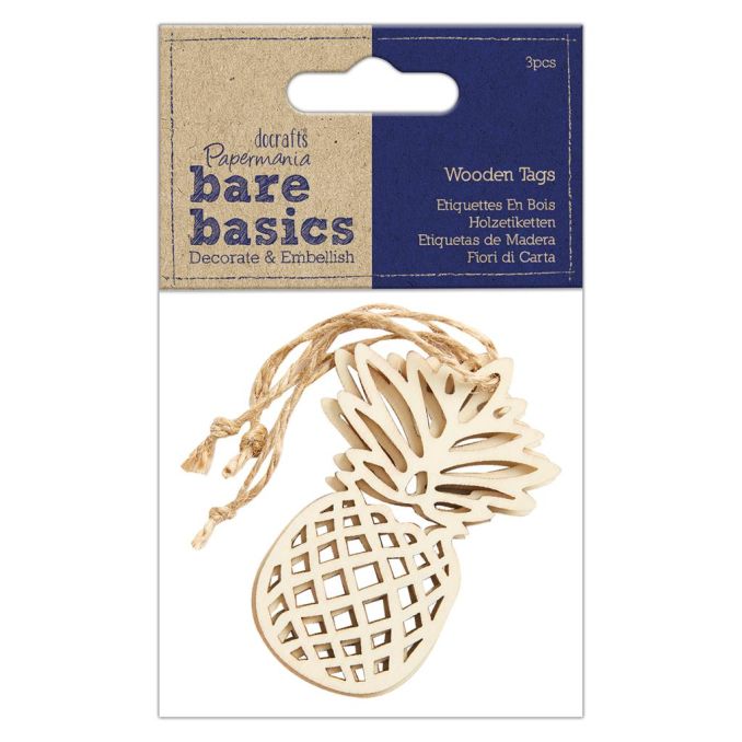 Etichete din lemn, ananas, cu agatatoare, 3 buc/set, maro, Bare Basics Papermania Etichete din lemn, ananas, cu agatatoare, 3 buc/set, maro, Bare Basics Papermania
