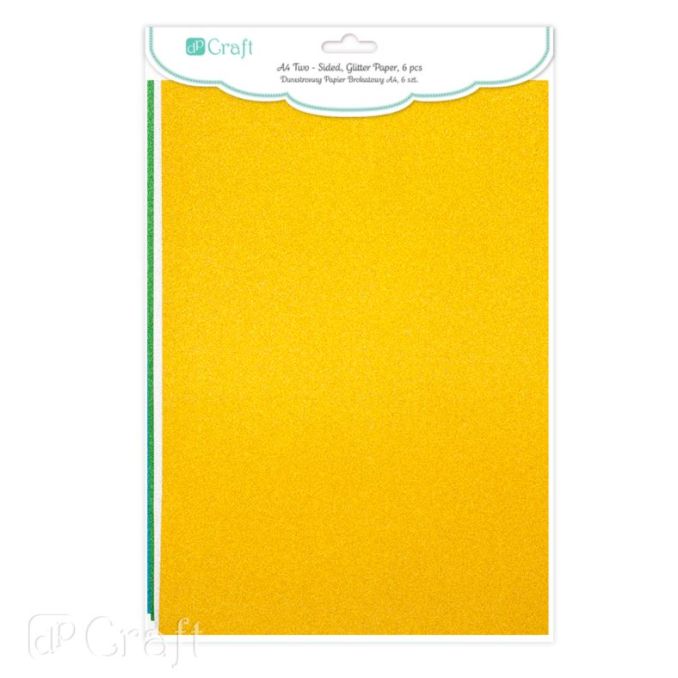 Hartie cu sclipici/glitter pe ambele fete, 6 buc/set, diferite culori, Dp Craft Hartie cu sclipici/glitter pe ambele fete, 6 buc/set, diferite culori, Dp Craft