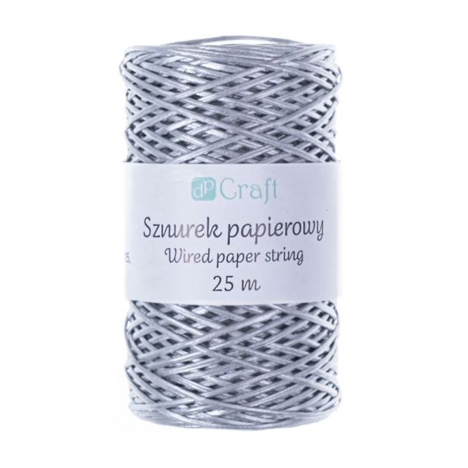 Snur decorativ din hartie, 25m, argintiu, Dp Craft Snur decorativ din hartie, 25m, argintiu, Dp Craft
