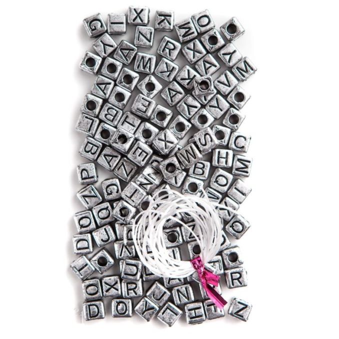 Margele litere alfabet din plastic, 0.5x0.5cm, 124 buc/set, argintiu, Dp Craft Margele litere alfabet din plastic, 0.5x0.5cm, 124 buc/set, argintiu, Dp Craft