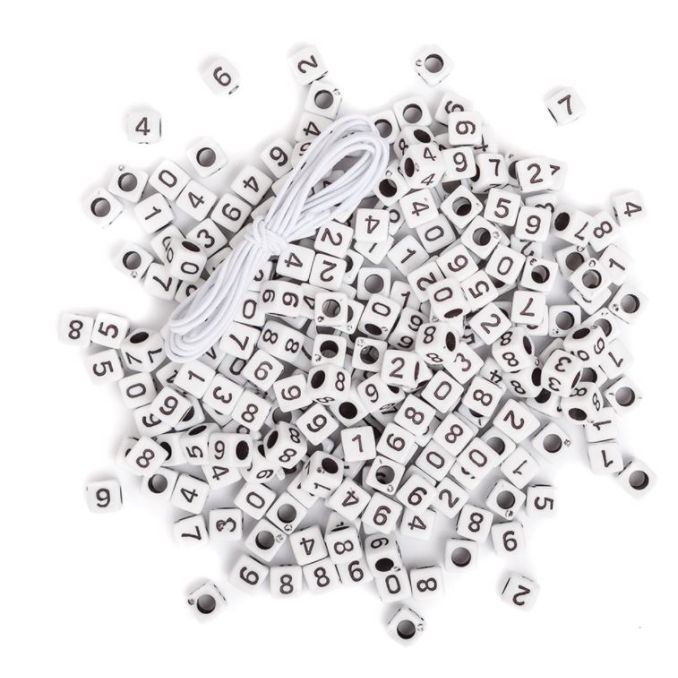 Margele numere/cifre din plastic, 6mm, 285 buc/set, alb, Dp Craft Margele numere/cifre din plastic, 6mm, 285 buc/set, alb, Dp Craft