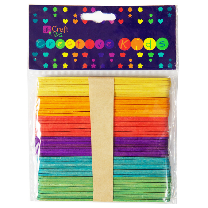 Bete creative din lemn, 11.5x1cm, 50 buc/set, diferite culori, Dp Craft Bete creative din lemn, 11.5x1cm, 50 buc/set, diferite culori, Dp Craft