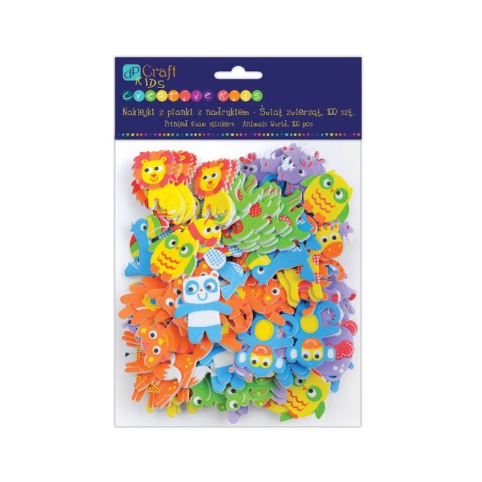 Stickere/abtibilduri din spuma, lumea animalelor, 100 buc/set, Dp Craft