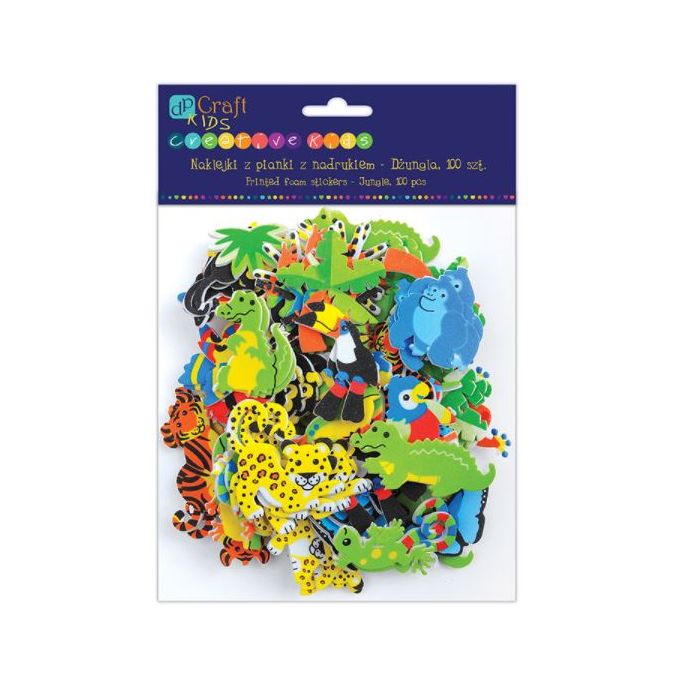 Stickere/abtibilduri din spuma, animale din jungla, 100 buc/set, Dp Craft