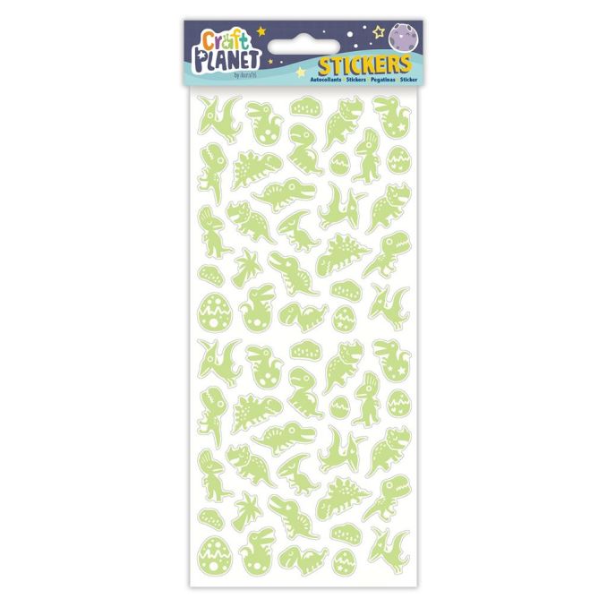 Stickere/abtibilduri fosforescente, dinozauri, Craft Planet Stickere/abtibilduri fosforescente, dinozauri, Craft Planet