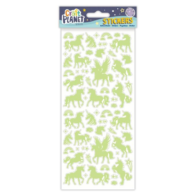 Stickere/abtibilduri fosforescente, unicorni, Craft Planet Stickere/abtibilduri fosforescente, unicorni, Craft Planet