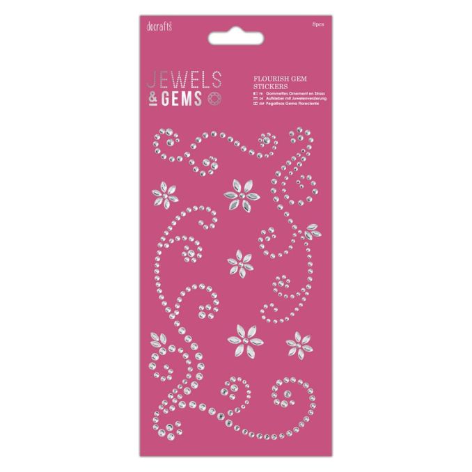 Stickere/abtibilduri, flori din strasuri/pietre adezive, 8 buc/set, Jewels&Gems Stickere/abtibilduri, flori din strasuri/pietre adezive, 8 buc/set, Jewels&Gems