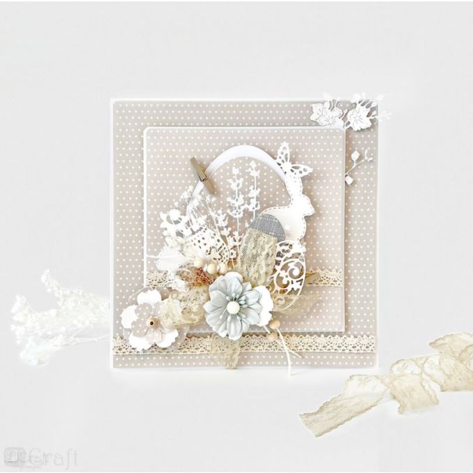 Dantela decorativa din bumbac, 4 modele x 1m/set, crem, Dp Craft