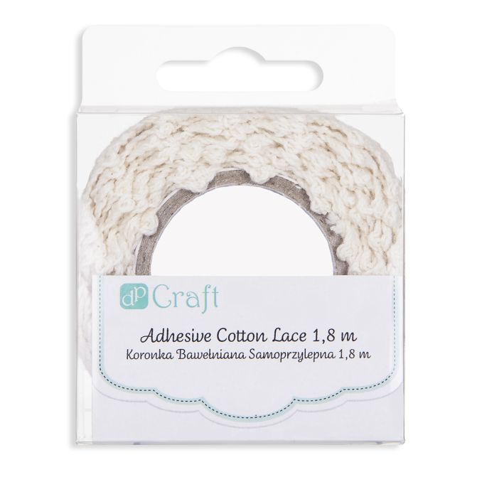 Dantela decorativa adeziva din bumbac, 1.8m, crem, Dp Craft Dantela decorativa adeziva din bumbac, 1.8m, crem, Dp Craft