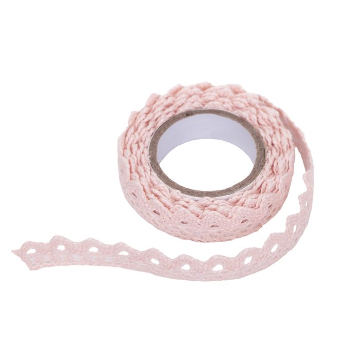 Dantela decorativa adeziva din bumbac, 1.8m, roz, Dp Craft Dantela decorativa adeziva din bumbac, 1.8m, roz, Dp Craft