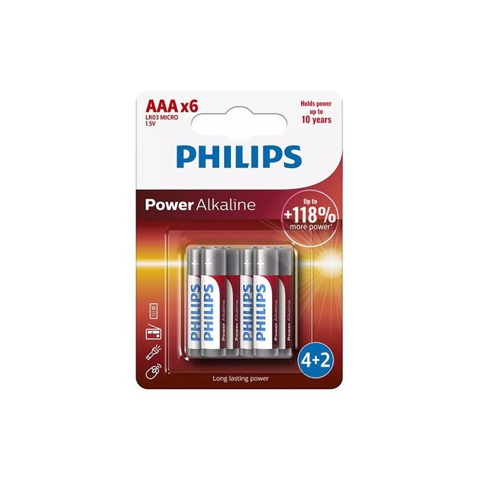 Baterii, acumulatori si incarcatoare - Baterii alcaline AAA (LR3), 1.5V, 6 buc/set, Philips Baterii, acumulatori si incarcatoare - Baterii alcaline AAA (LR3), 1.5V, 6 buc/set, Philips