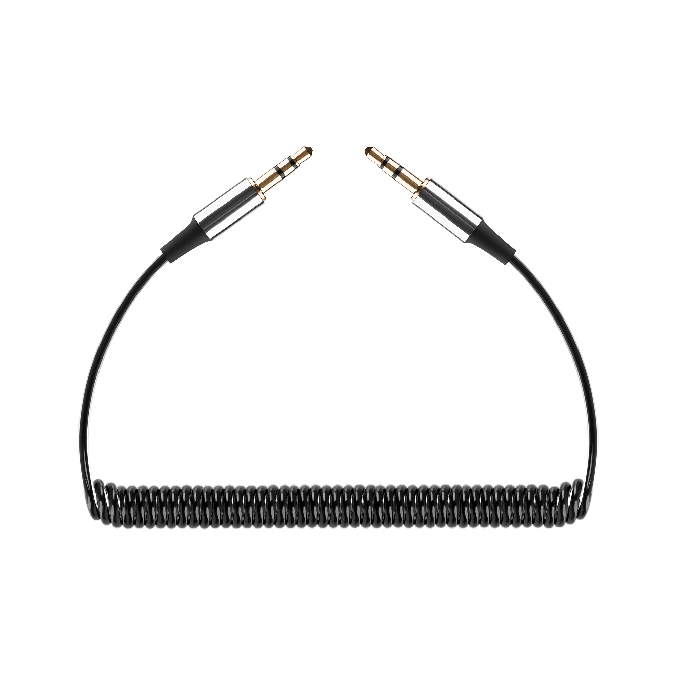 Cabluri si accesorii - Cablu jack spiralat 3.5 tata - tata, 1m, negru, Rebel Cabluri si accesorii - Cablu jack spiralat 3.5 tata - tata, 1m, negru, Rebel