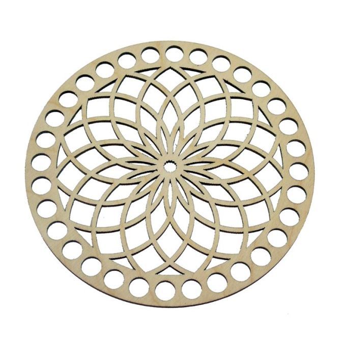 Baza din lemn pentru cosuri, forma rotunda cu floare, Ø 15cm, Dp Craft Baza din lemn pentru cosuri, forma rotunda cu floare, Ø 15cm, Dp Craft