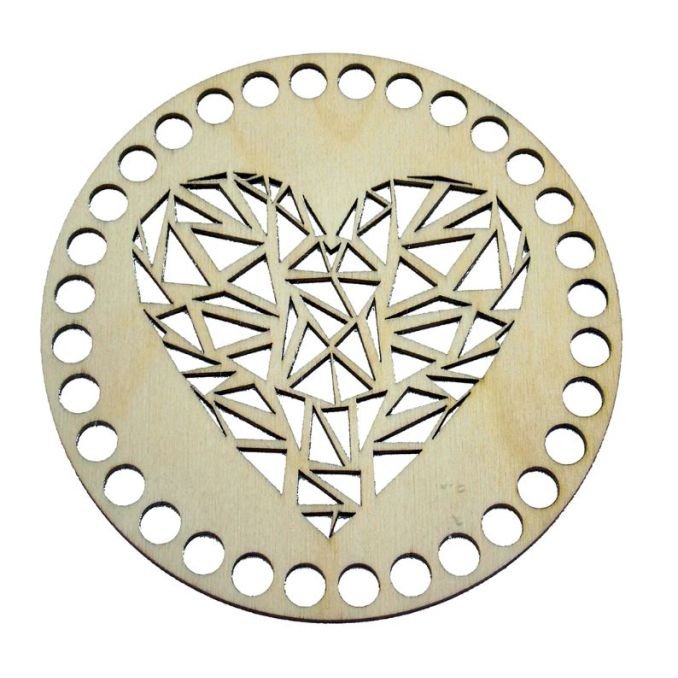Baza din lemn pentru cosuri, forma rotunda cu inima, Ø 15cm, Dp Craft Baza din lemn pentru cosuri, forma rotunda cu inima, Ø 15cm, Dp Craft