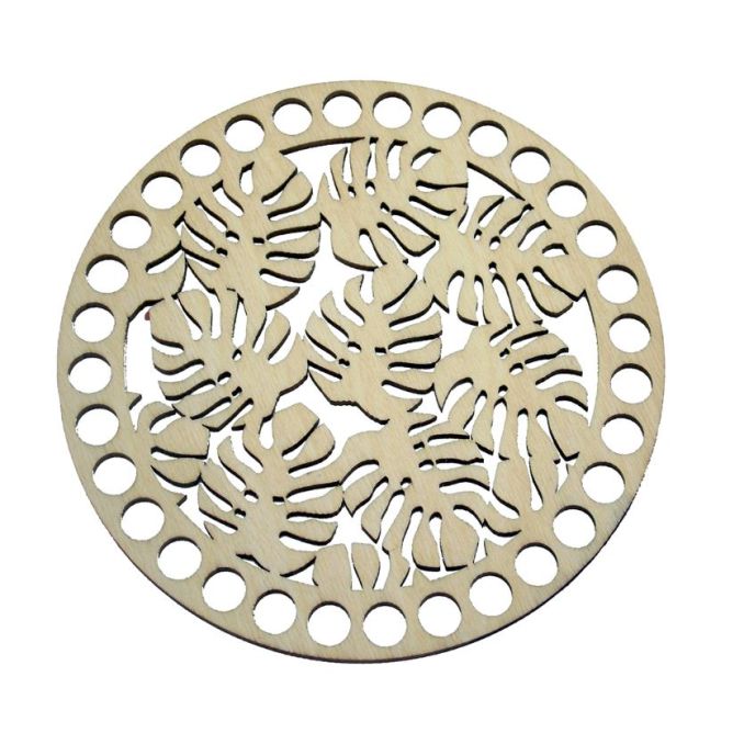 Baza din lemn pentru cosuri, forma rotunda cu frunze, Ø 15cm, Dp Craft Baza din lemn pentru cosuri, forma rotunda cu frunze, Ø 15cm, Dp Craft